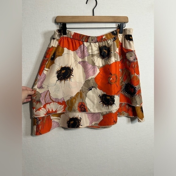 Anthropologie Odille Languid A-Line Layer Skirt Silk Floral Elastic Waist Size S - Picture 5 of 5